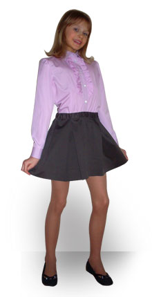 Блуза для девочки с длинным рукавом розовая // Школьная форма